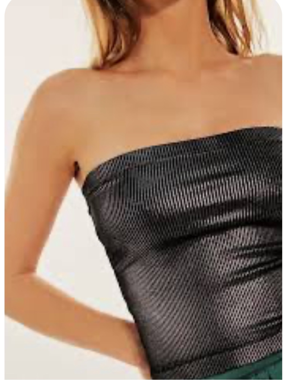 Free People Metallic Black Strapless Ribbed Tube Top Carrie Foil